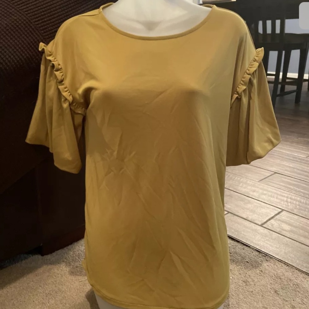 Ann Taylor Sz XXS Gold Mustard Yellow SS Pullover Top GUC BCL2